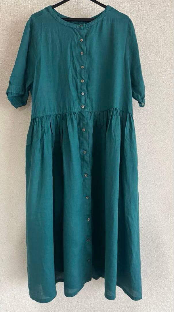 ホニョ nest robe ネストローブ リネンウェーブタックドレス