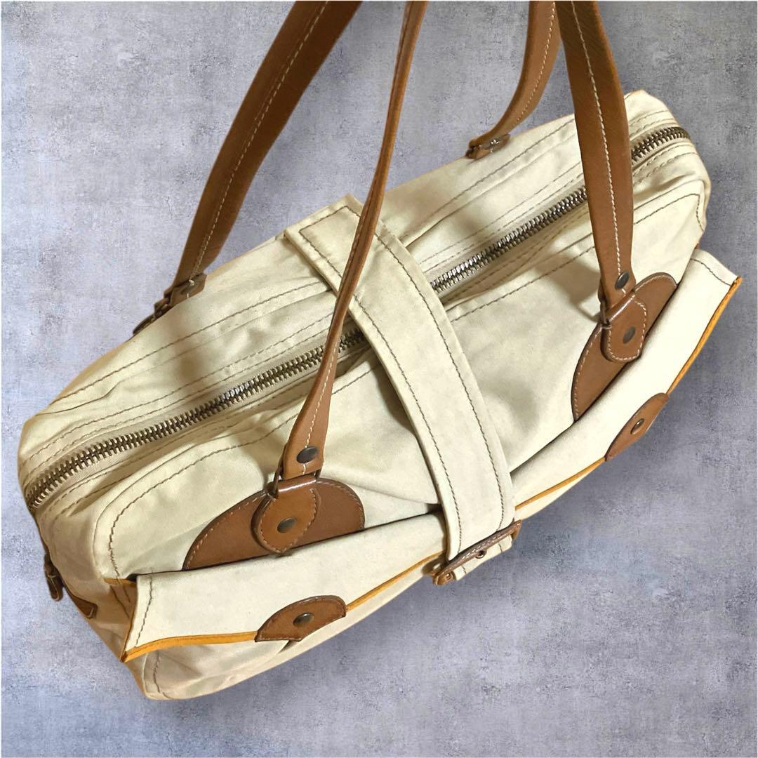 ミュウミュウ ヴィンテージ ボストン型 トートバッグ ショルダーバッグ ベージュ