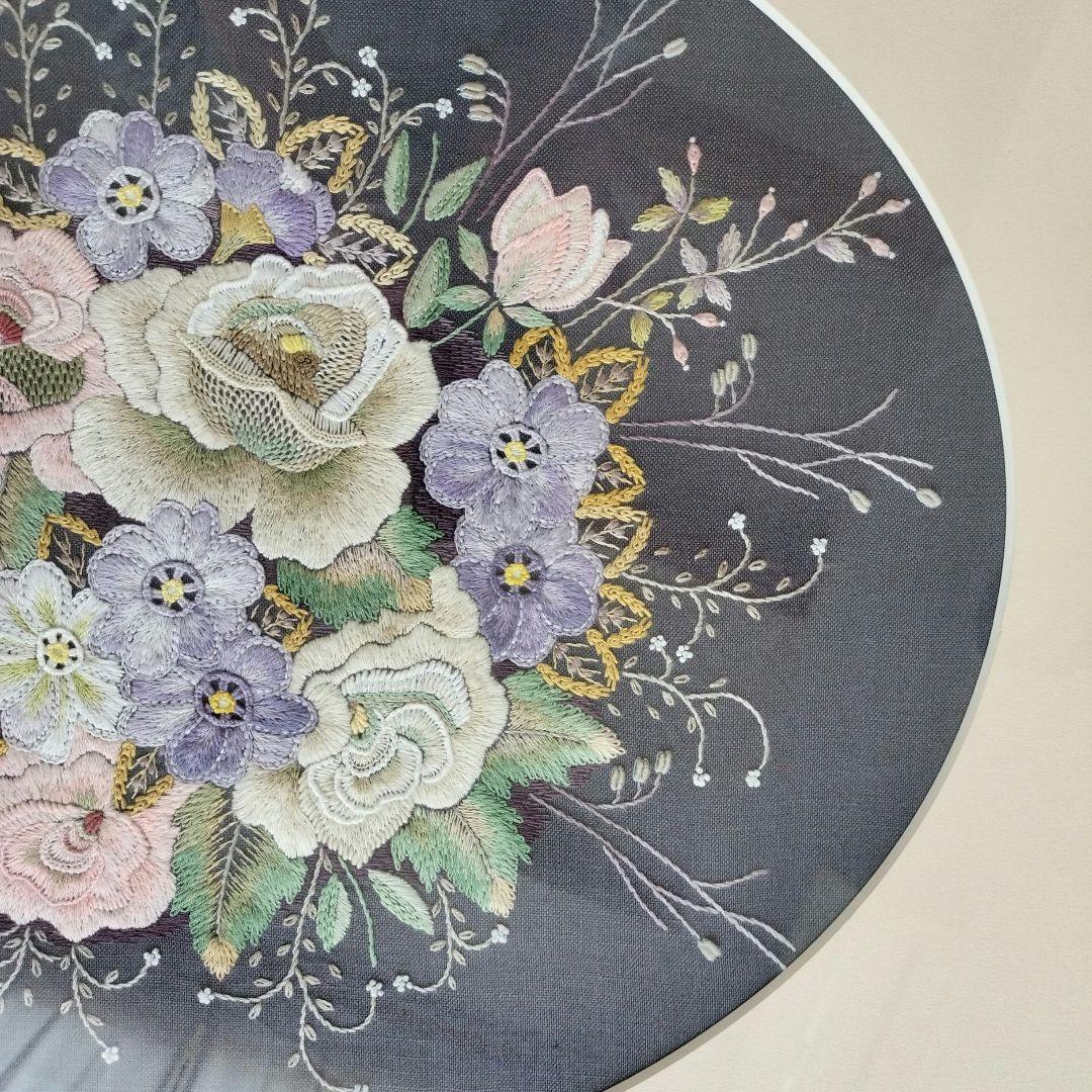 戸塚刺繍　薔薇の花束　額縁　ハンドメイド