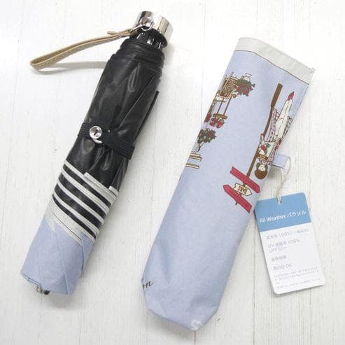 DAKS ダックス 晴雨兼用傘 折りたたみ傘 日傘 カラフル街並み サックス