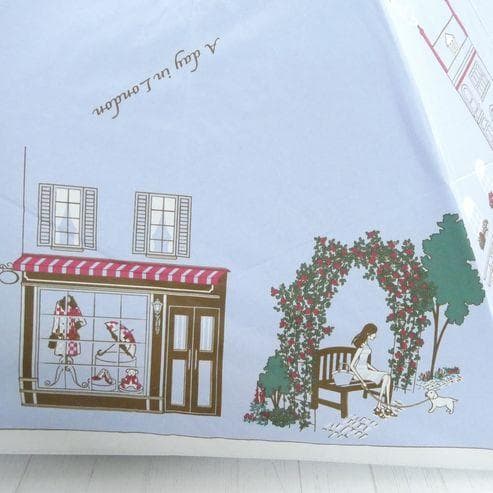 DAKS ダックス 晴雨兼用傘 折りたたみ傘 日傘 カラフル街並み サックス