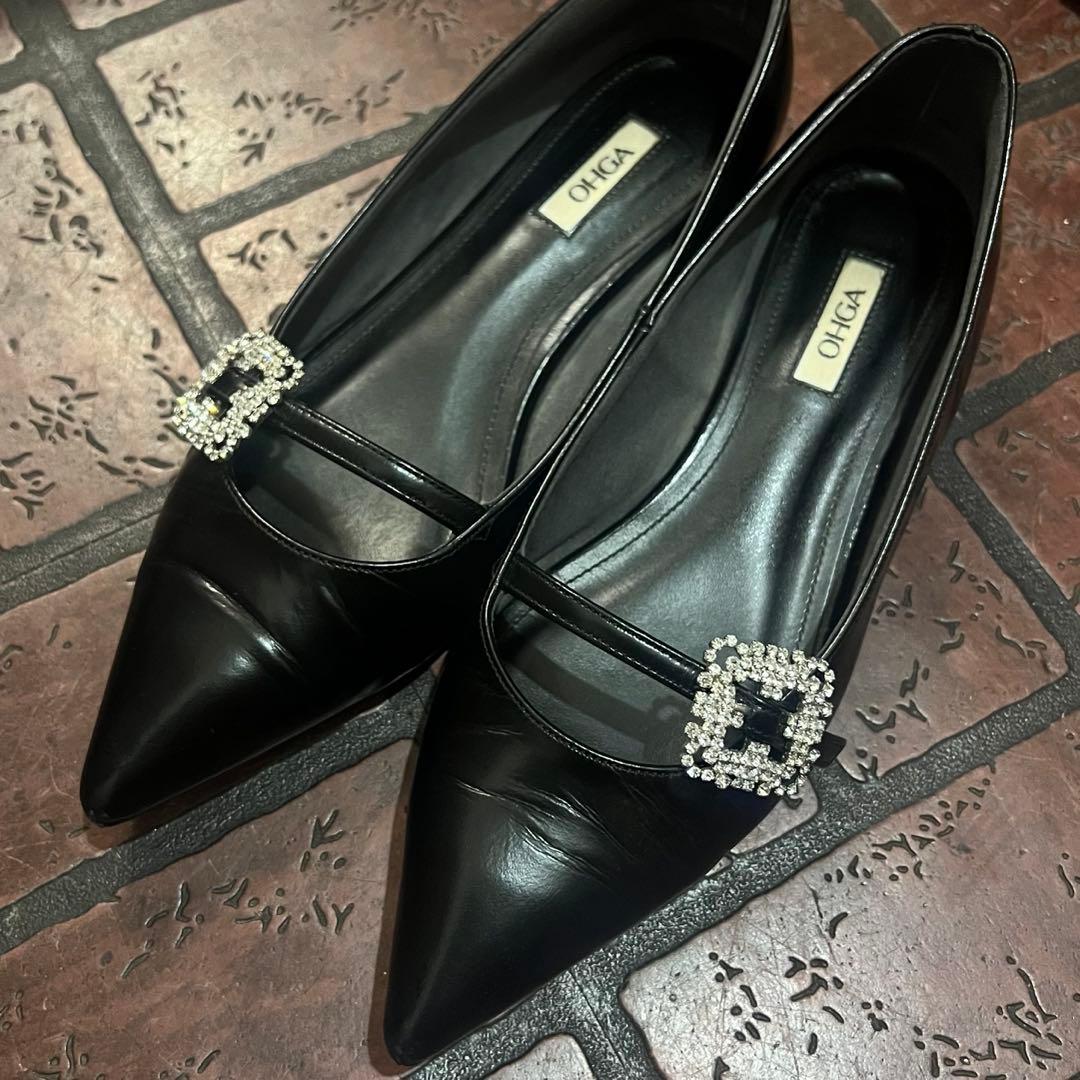 OHGA シューズ　フラットシューズ　ビジュー付きフラットシューズ