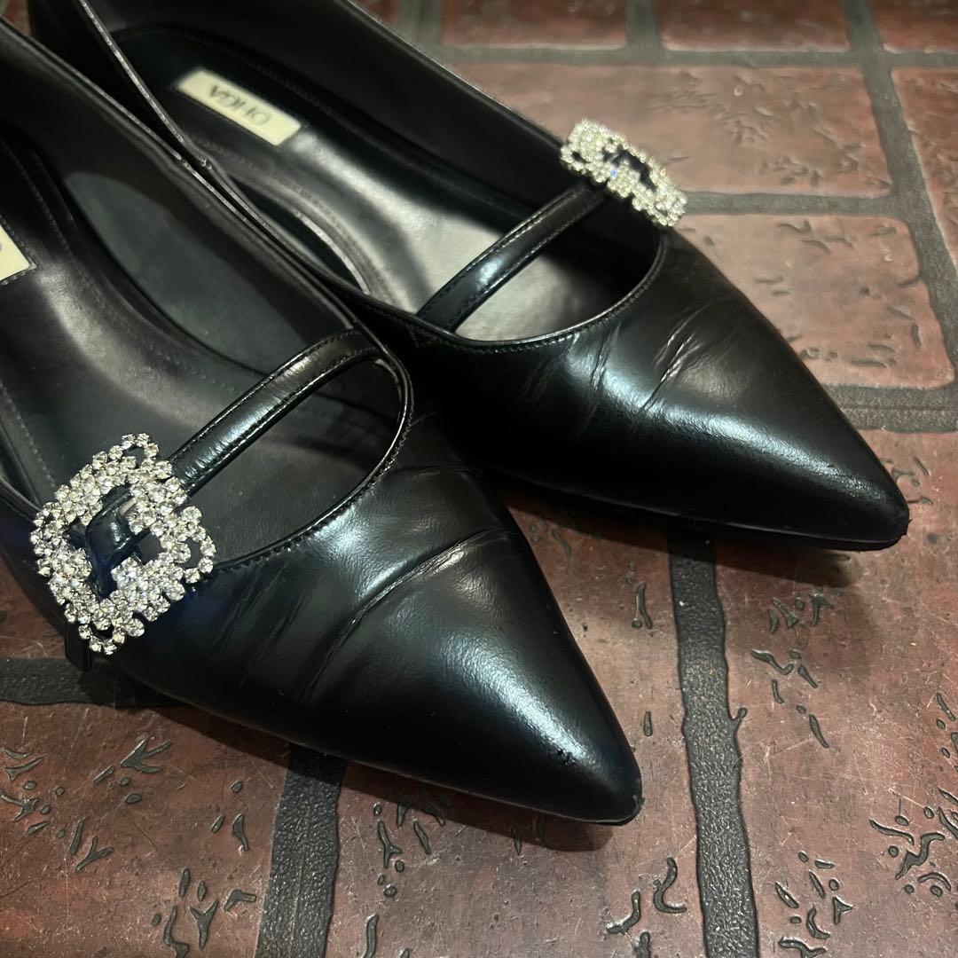 OHGA シューズ　フラットシューズ　ビジュー付きフラットシューズ