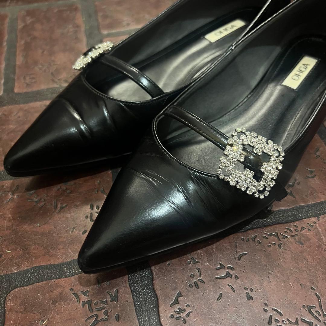 OHGA シューズ　フラットシューズ　ビジュー付きフラットシューズ