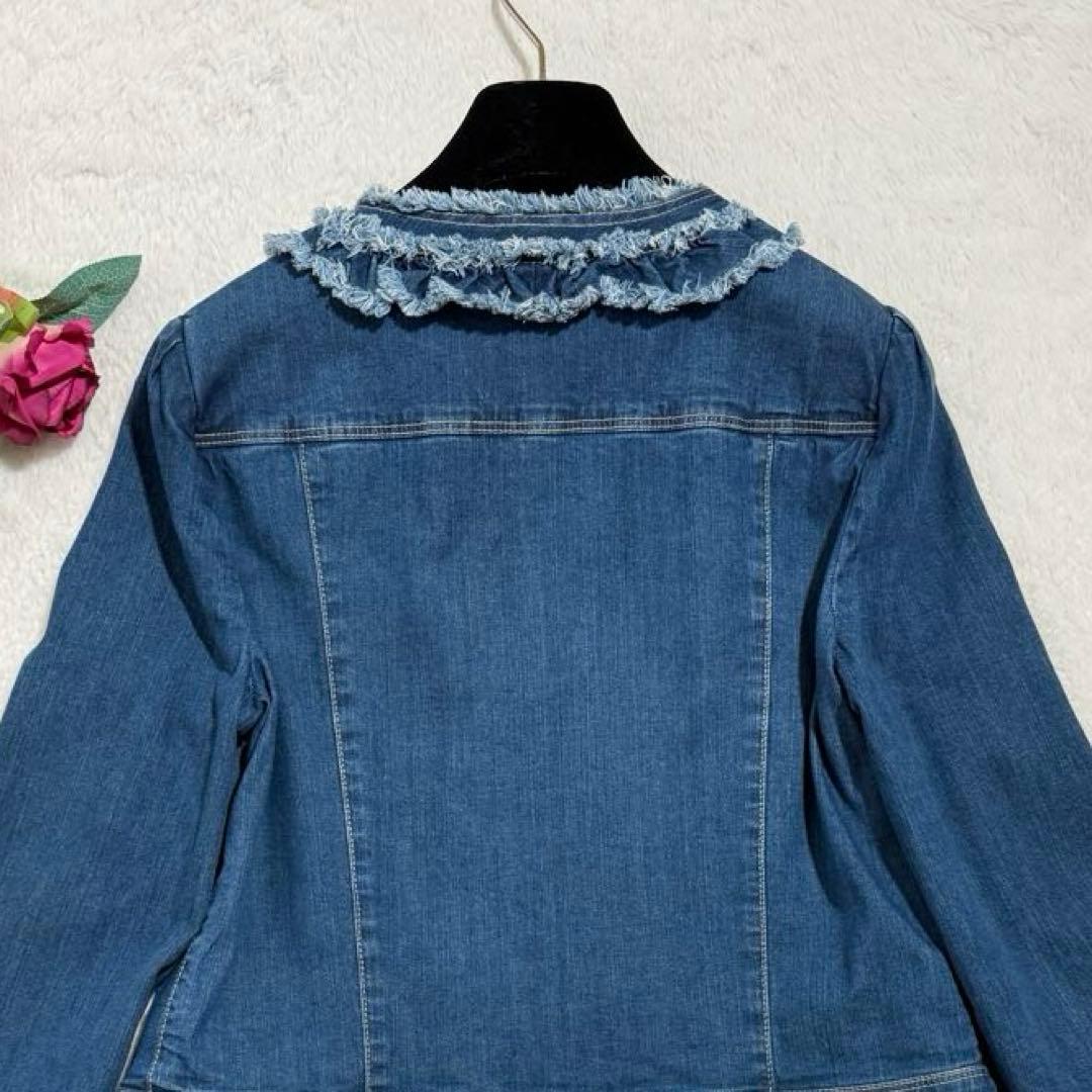 エムズグレイシー ノーカラー デニム ジャケット フリンジ 2024年