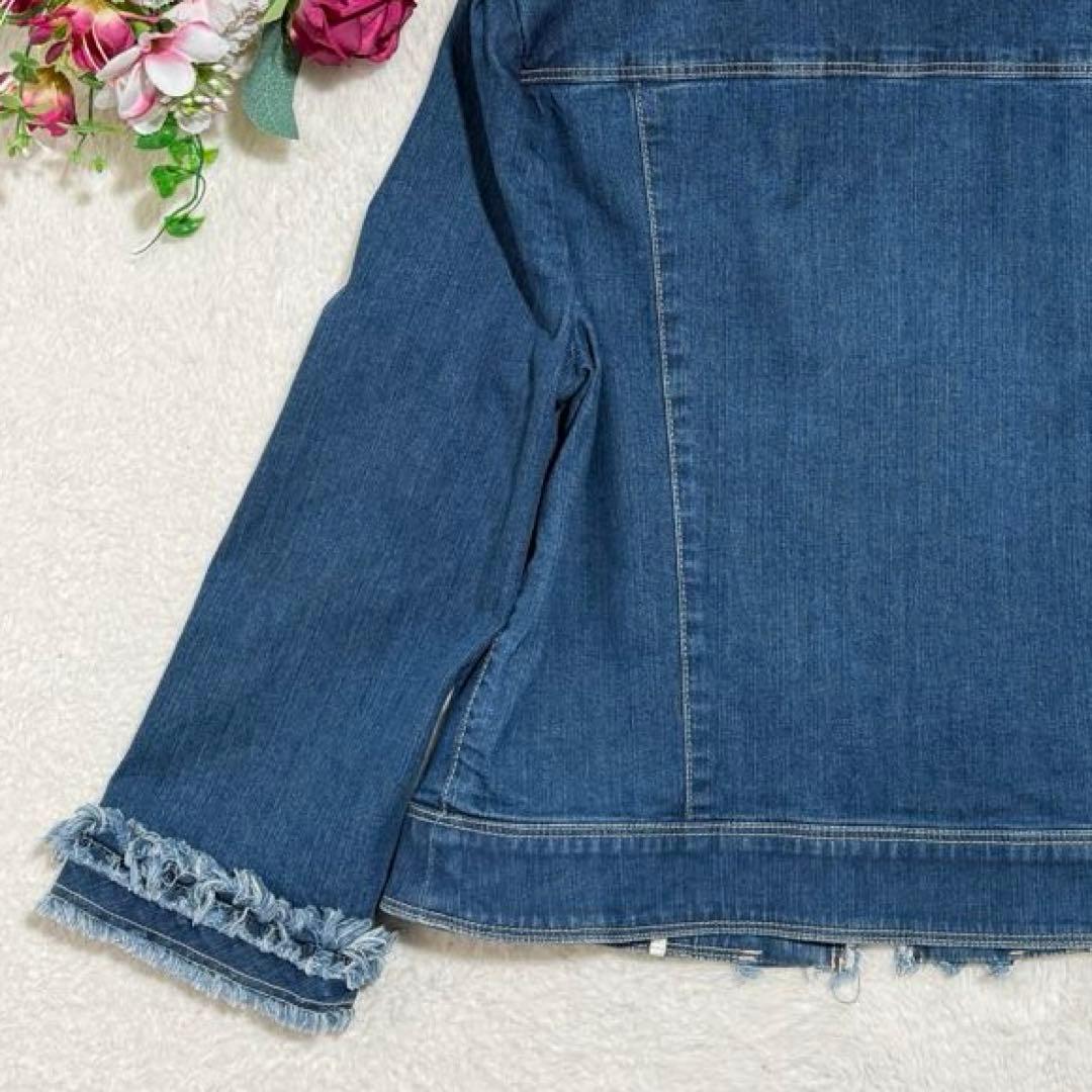 エムズグレイシー ノーカラー デニム ジャケット フリンジ 2024年