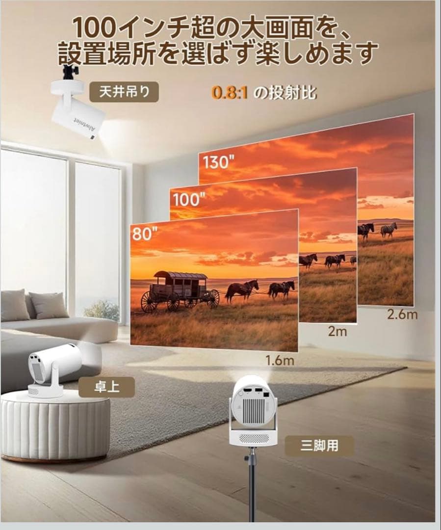 Android14搭載✨️4K対応 小型プロジェクター 18000LM 天井投影可