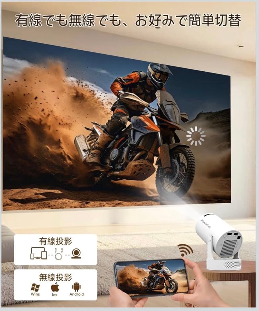 Android14搭載✨️4K対応 小型プロジェクター 18000LM 天井投影可