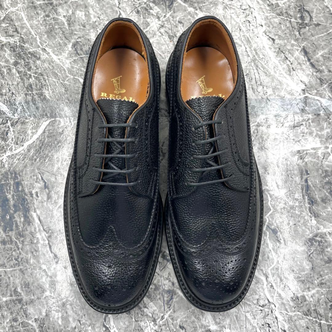 【美品】 リーガル ドレスシューズ 革靴 24.5 ブラック ウィングチップ