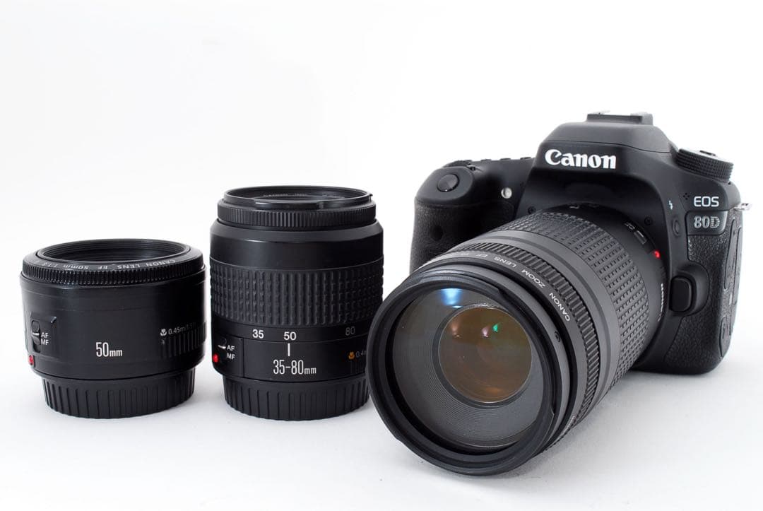 キャノン Canon EOS 80D標準&望遠&単焦点トリプルレンズセット☆