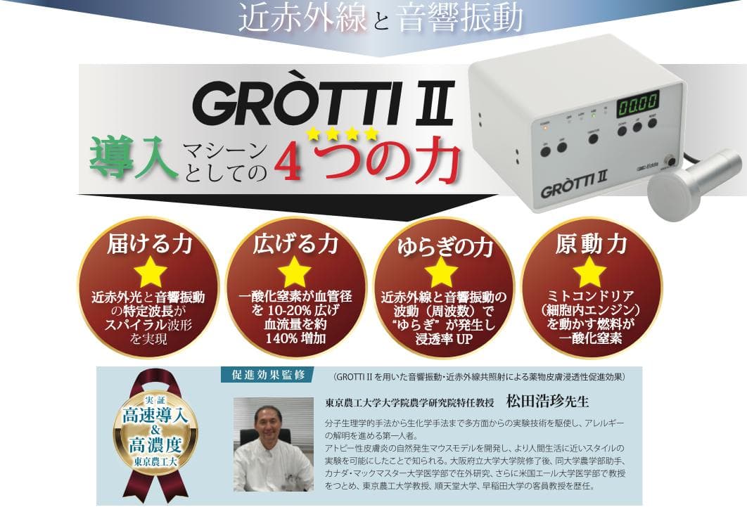 新品GROTTI II 美容機器 高濃度導入 グロッティ2定価165万円1台3役