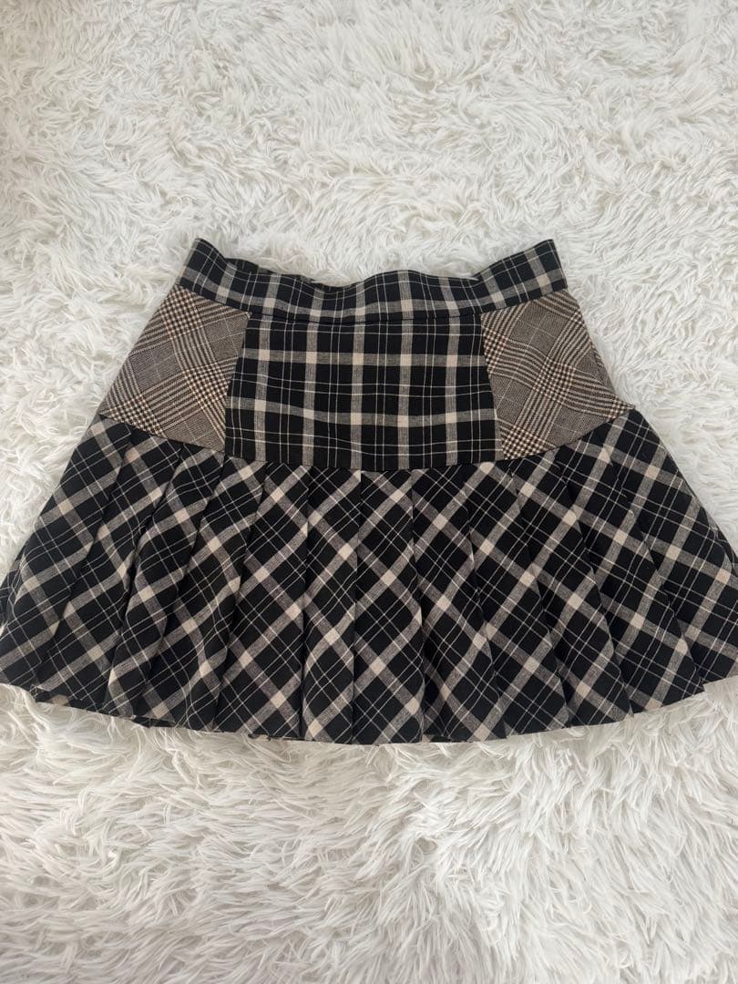 スカート andmary Coco check pleats skirt M