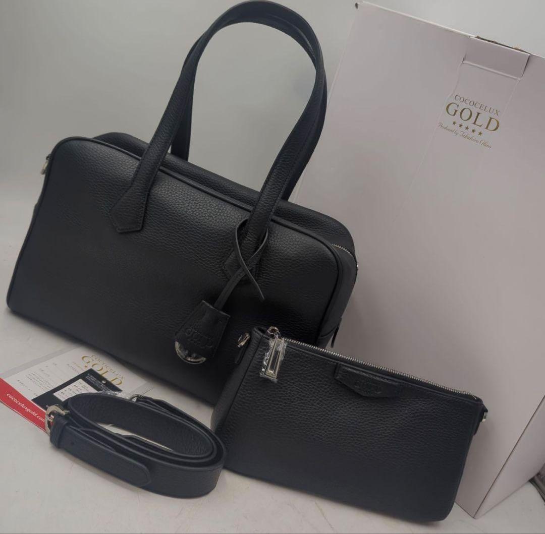 ココセリュクスゴールド ヘラクレススクエア ボストン L 黒　未使用品