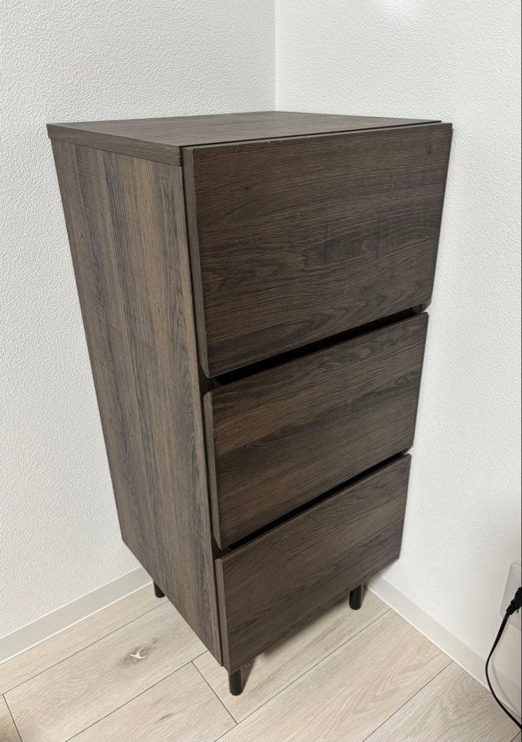 RASIK 脚付きチェスト 大容量 スリム3段 幅40cm ブラウン