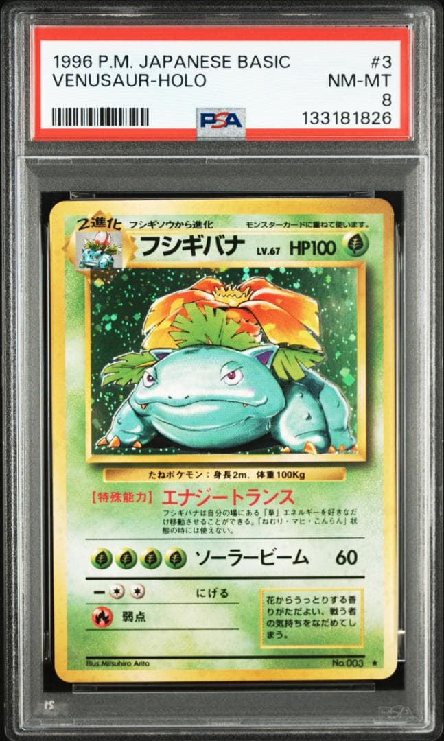 【PSA 8】ポケモン 旧裏 フシギバナ 初期 ホロ ★ 第1弾拡張パック