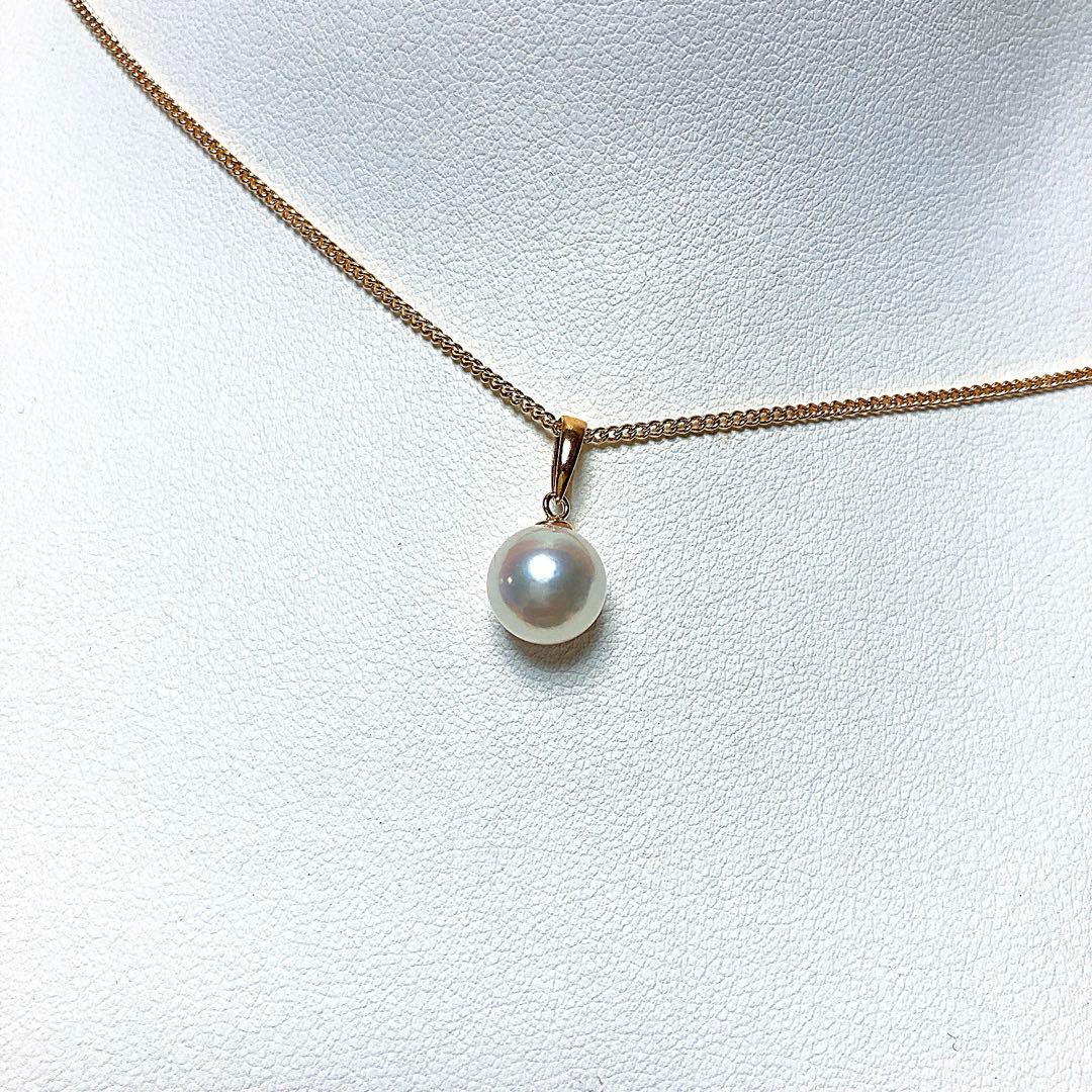 【新品・百貨店商品／総本店】2176天女級8.5-9.0㍉アコヤ真珠K18トップ