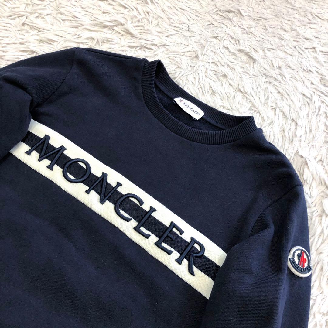 美品✨モンクレール　スウェット　デカロゴ刺繍　ラバーロゴ　ネイビー 12A