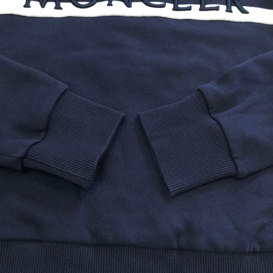美品✨モンクレール　スウェット　デカロゴ刺繍　ラバーロゴ　ネイビー 12A