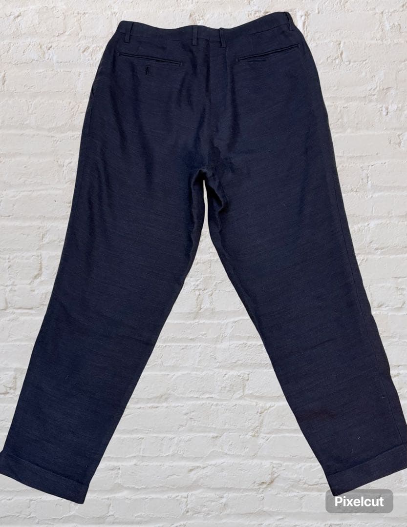 aki様COMOLI ウールリネン 2タックパンツ ネイビー サイズ3 15AW