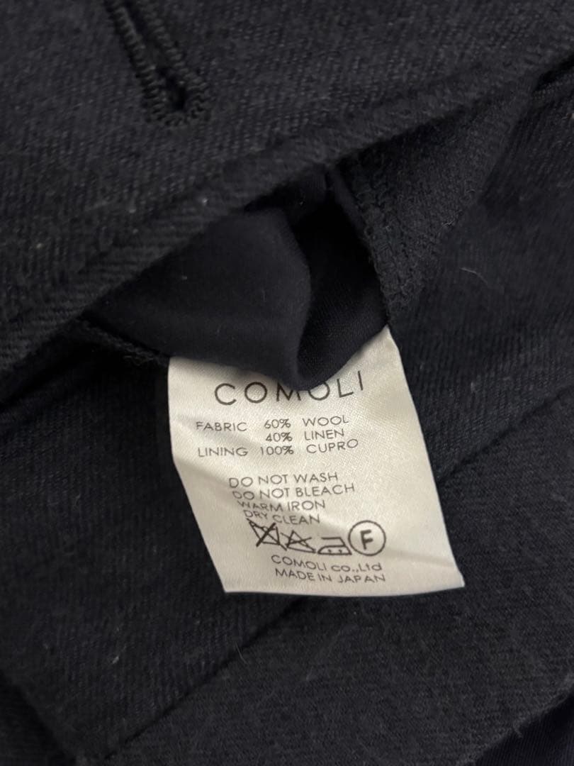 aki様COMOLI ウールリネン 2タックパンツ ネイビー サイズ3 15AW
