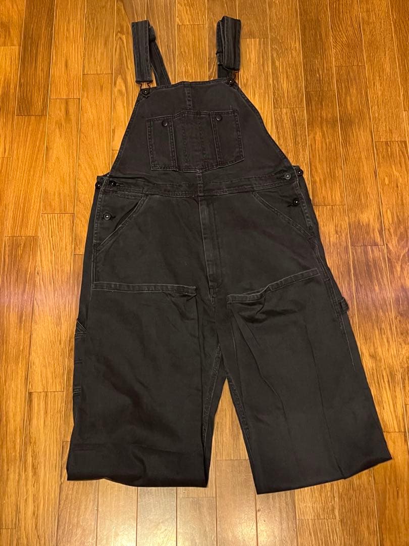 Stussy ブラックデニムオーバーオール