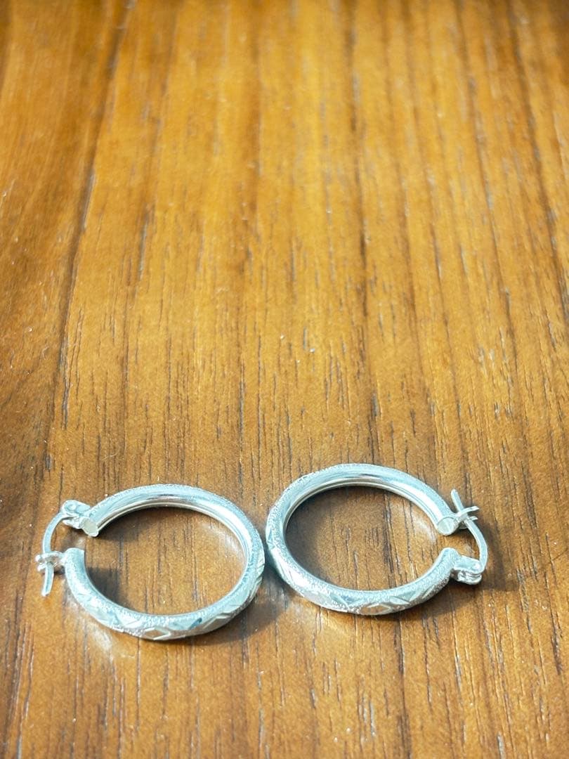 メキシコ タスコ製 Taxco シルバー925 総柄デザインフープピアス