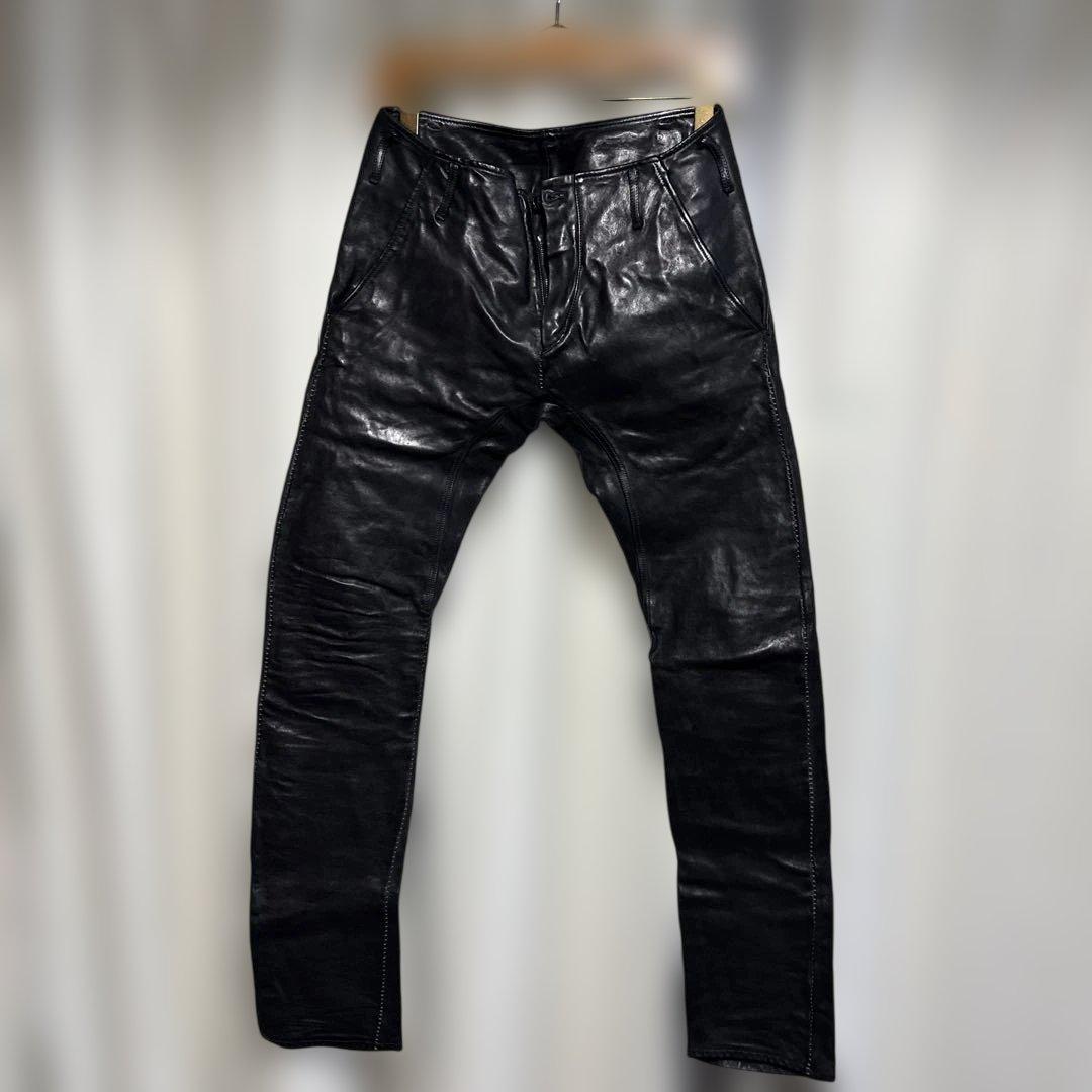 incarnationホースレザーサルエルパンツ　オーバーロックステッチ