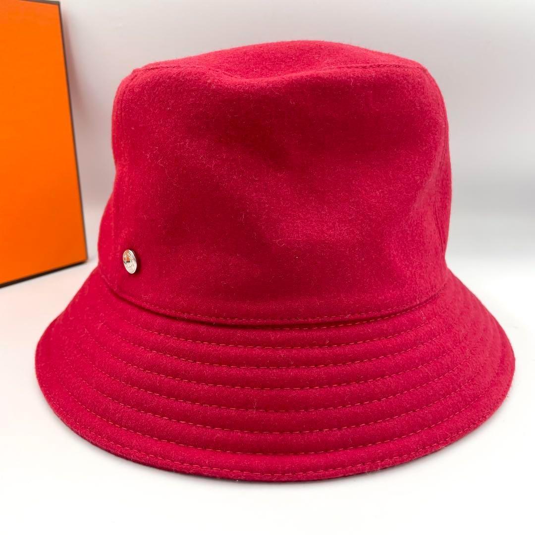鑑定済・極美品★エルメス　カシミヤ　カルヴィ　バケットハット　セリエ　57