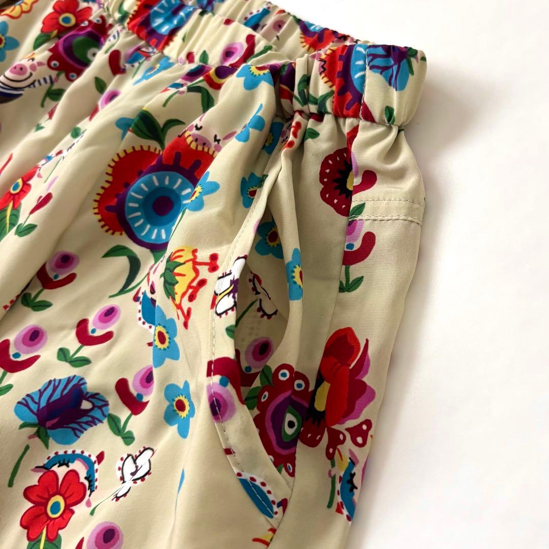 【洗える 極美品】アルベロベロ サルエルパンツ ぶたさん フラワー柄 近年