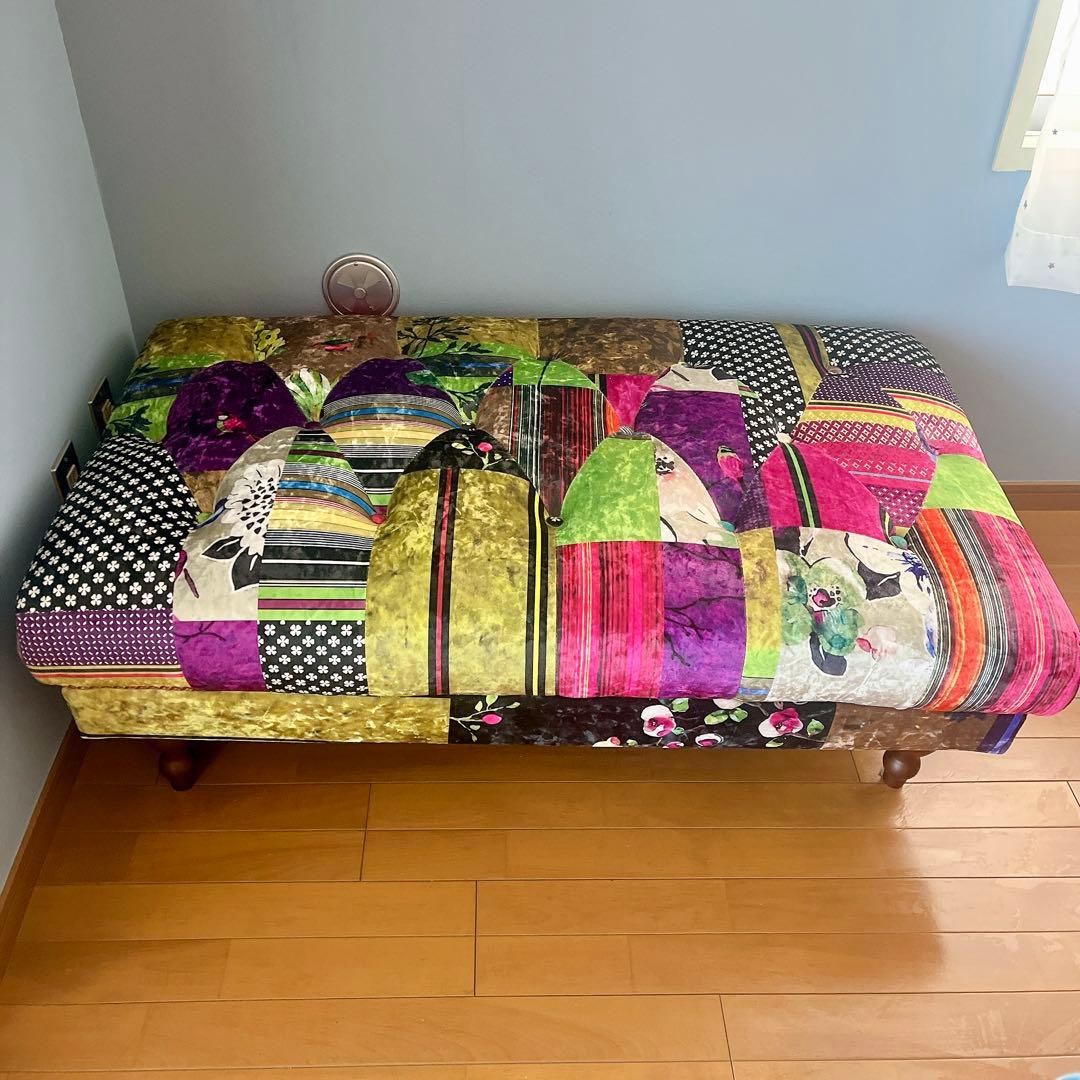 マルチカラーパッチワーク柄フラットソファ　オットマン KARE風/Halo風