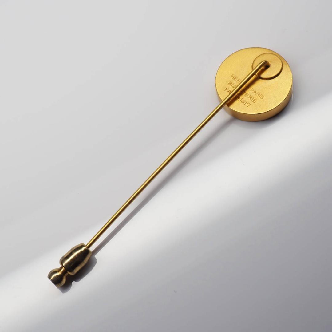 HERMES エルメス セリエ　ピンブローチ　ブローチ　シェル　ゴールド　M-S