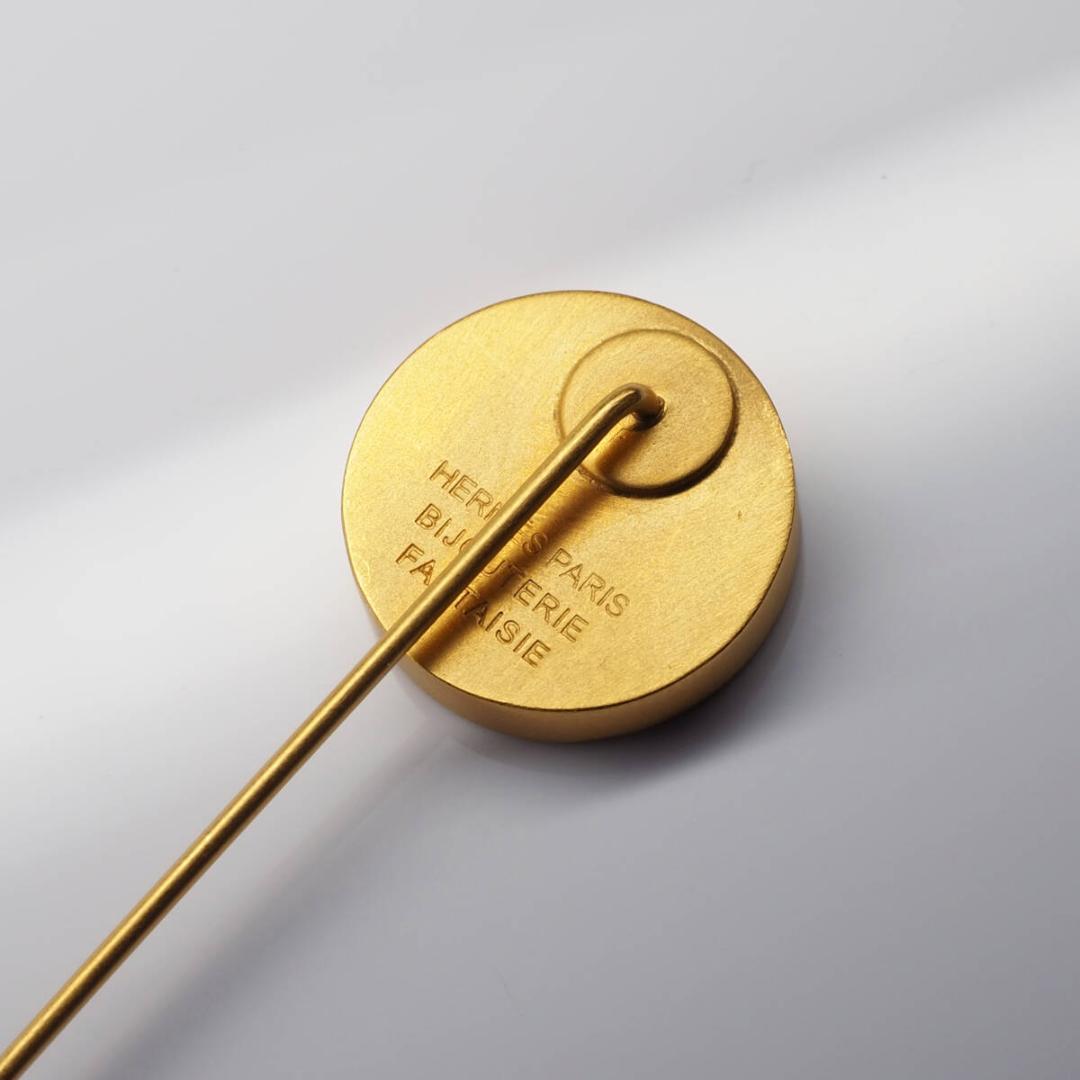 HERMES エルメス セリエ　ピンブローチ　ブローチ　シェル　ゴールド　M-S