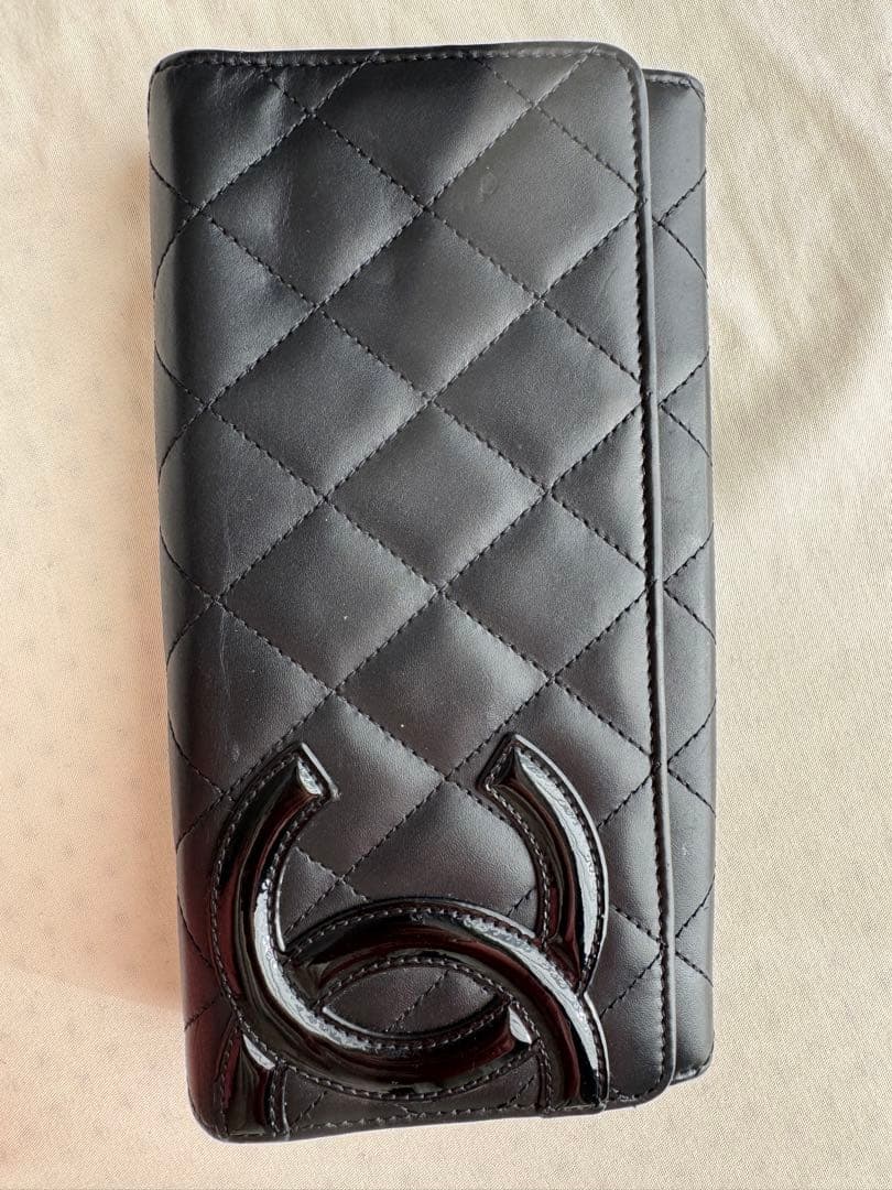 CHANEL ブラック 長財布 黒×ピンク