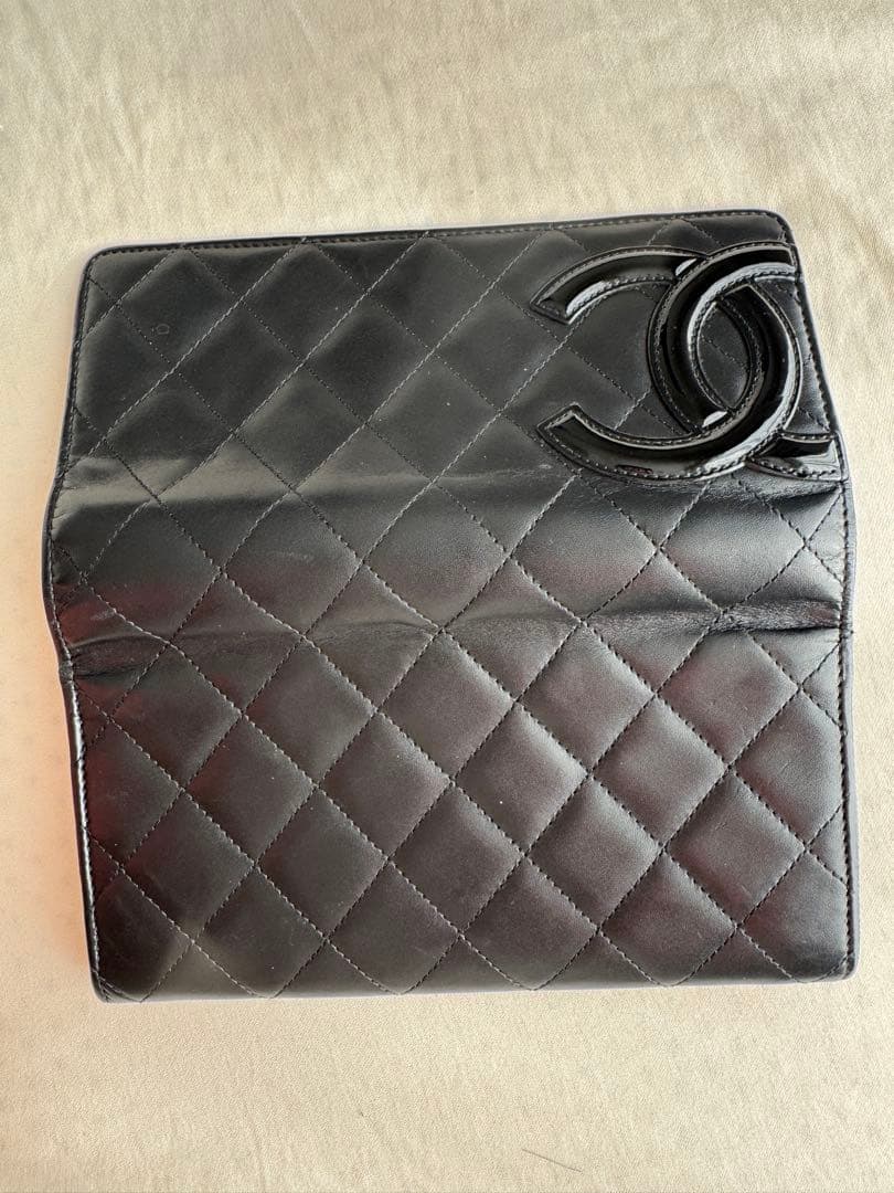 CHANEL ブラック 長財布 黒×ピンク