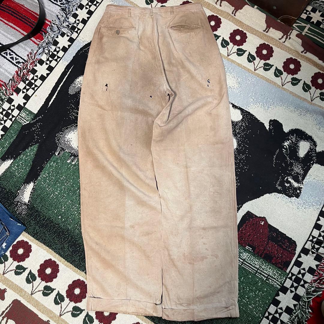 50s リネン スラックス ピンク ベージュ 60s レーヨン ギャバジン