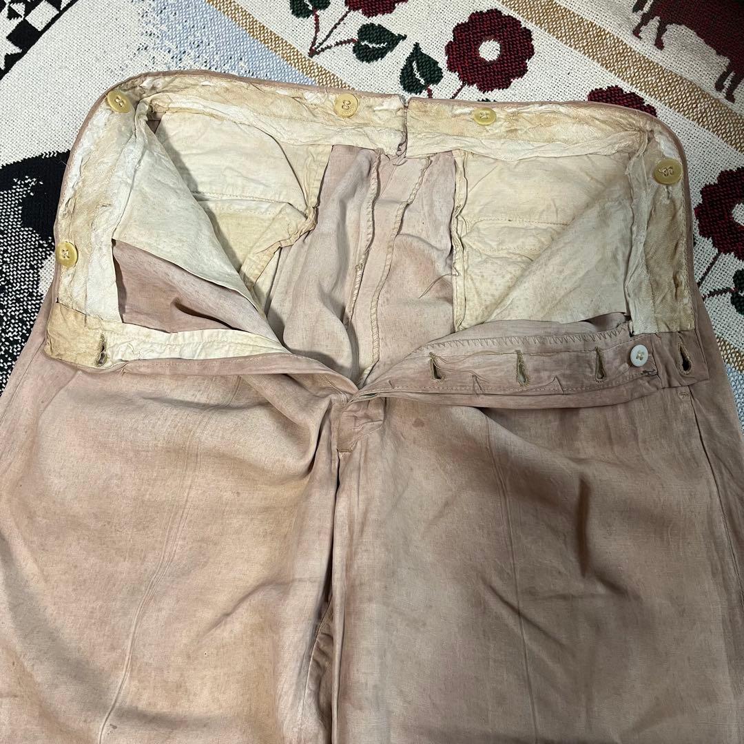 50s リネン スラックス ピンク ベージュ 60s レーヨン ギャバジン