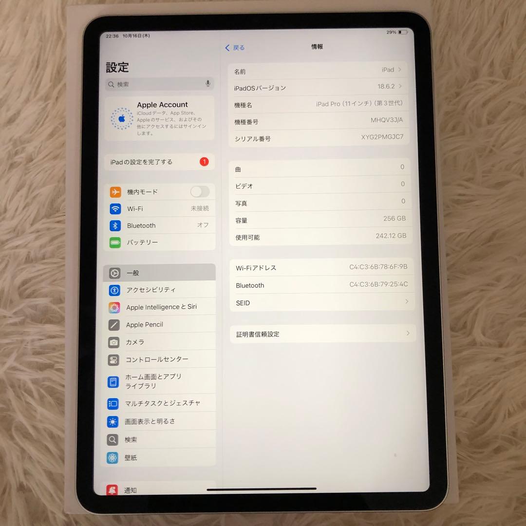 【10/28販売終了】iPad Pro 11 第3世代 256GB 【すぐ発送】