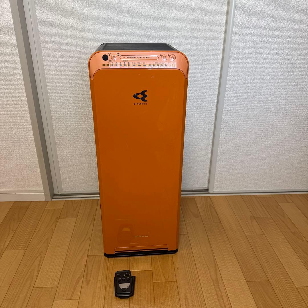 オレンジ色 空気清浄機 リモコン付き