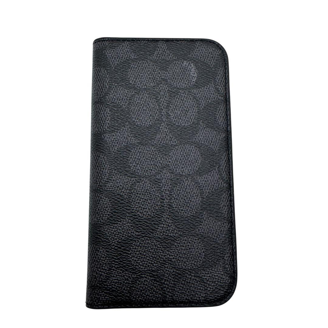 極美品 コーチ iphone Air 手帳型スマホケース シグネチャー ブラック