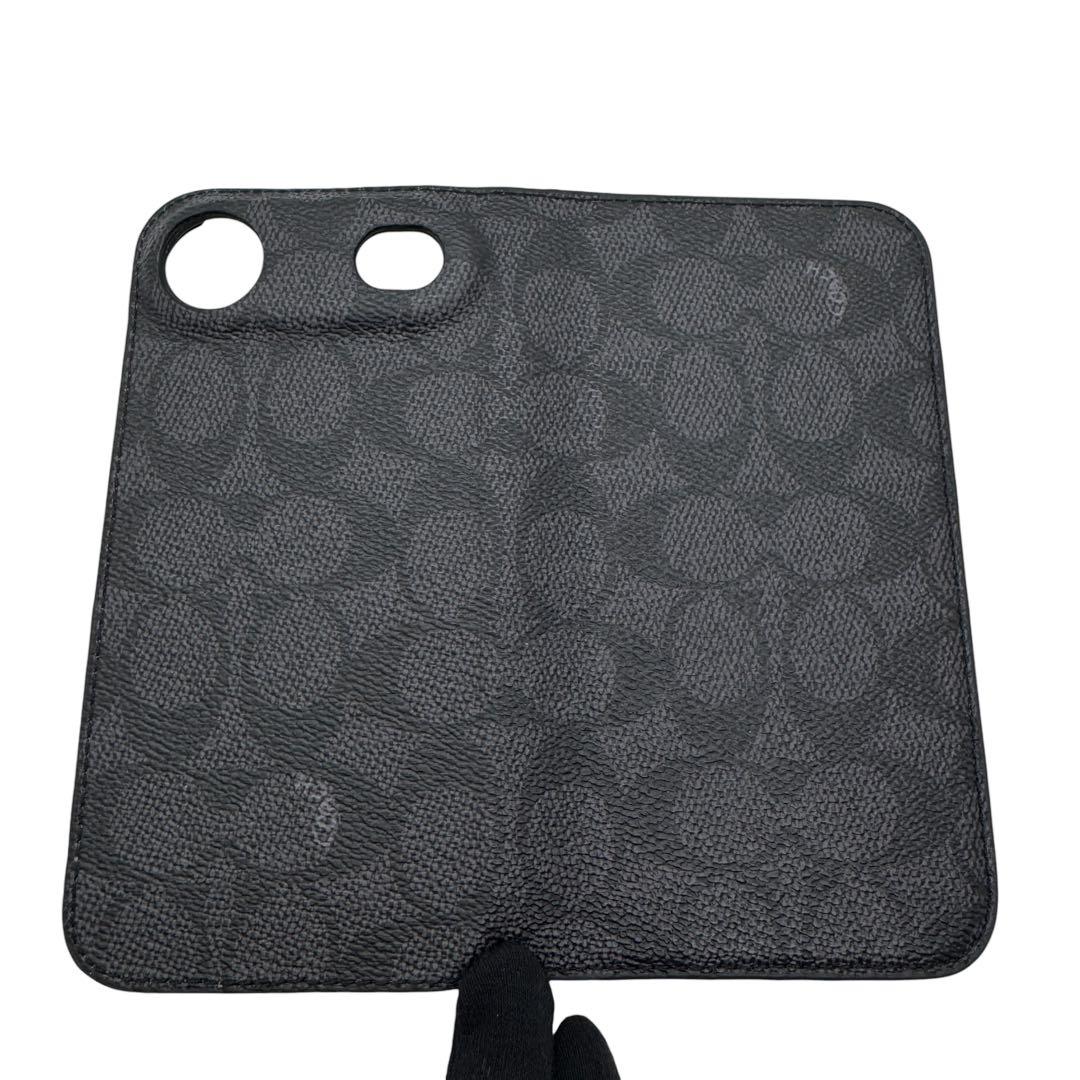 極美品 コーチ iphone Air 手帳型スマホケース シグネチャー ブラック