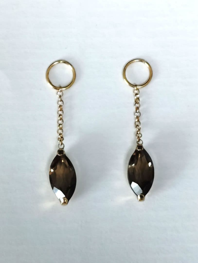 K18PG チャーム スモーキークォーツ 丸環内径3.5mm