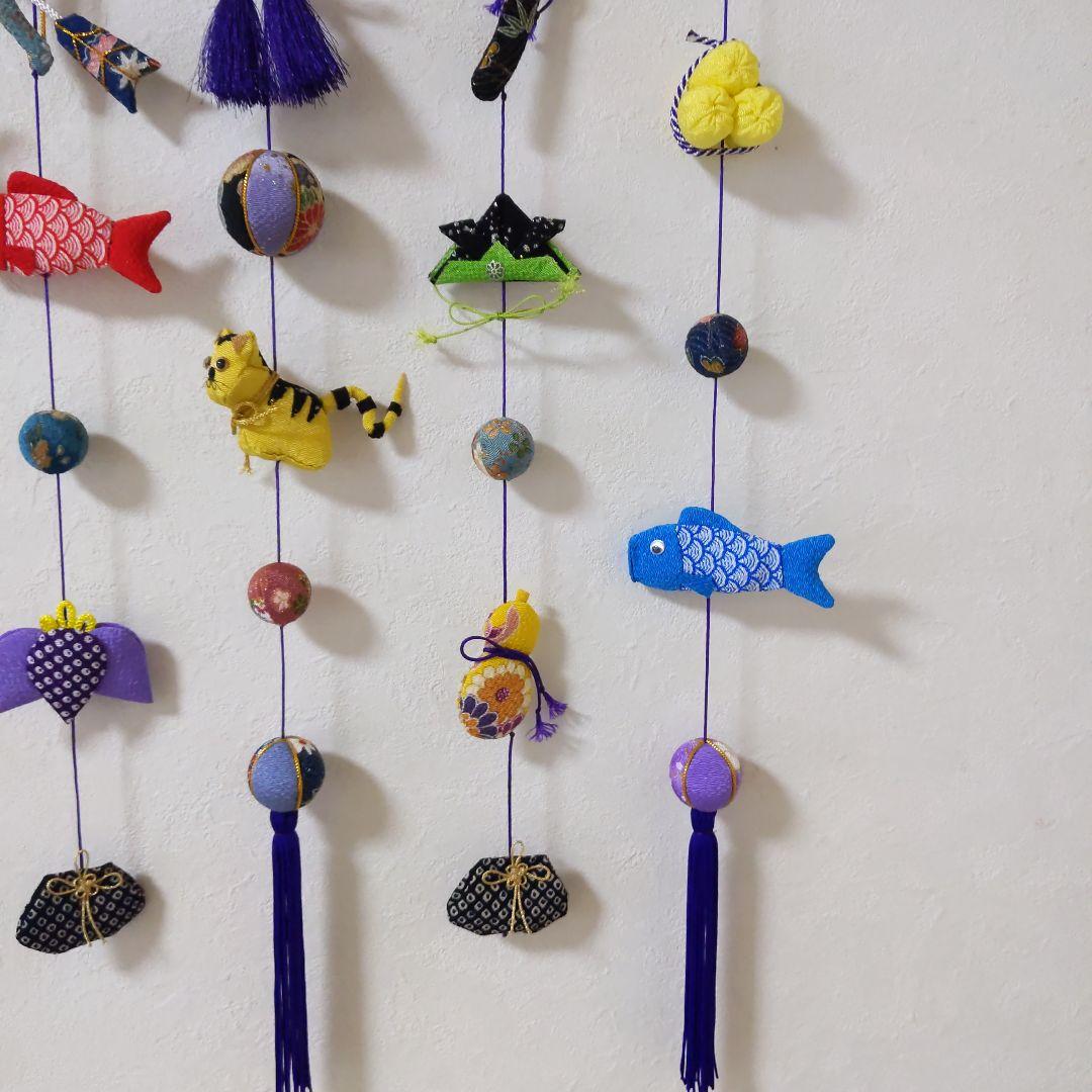 ちりめん細工　端午の節句壁掛け下げ飾り (5下げ)