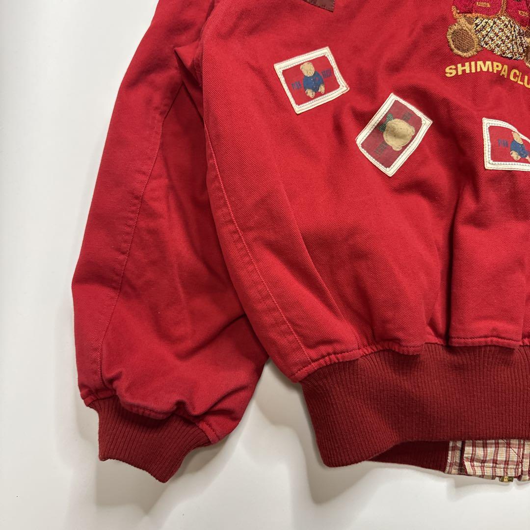 【美品】ピンクハウス　イニシャルロゴ　ワッペン　ブルゾン　クマ刺繍　レッド　赤