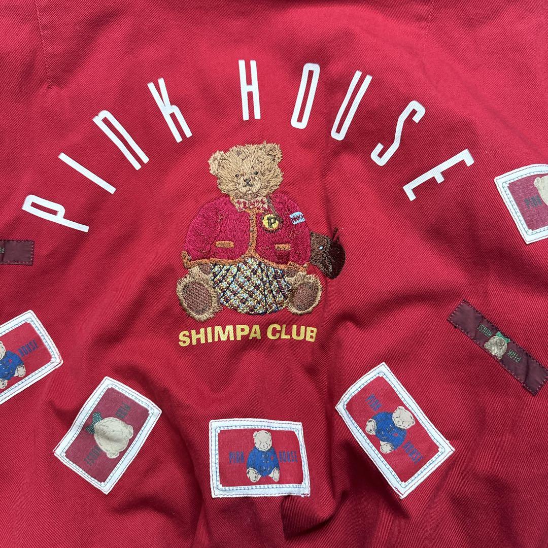 【美品】ピンクハウス　イニシャルロゴ　ワッペン　ブルゾン　クマ刺繍　レッド　赤