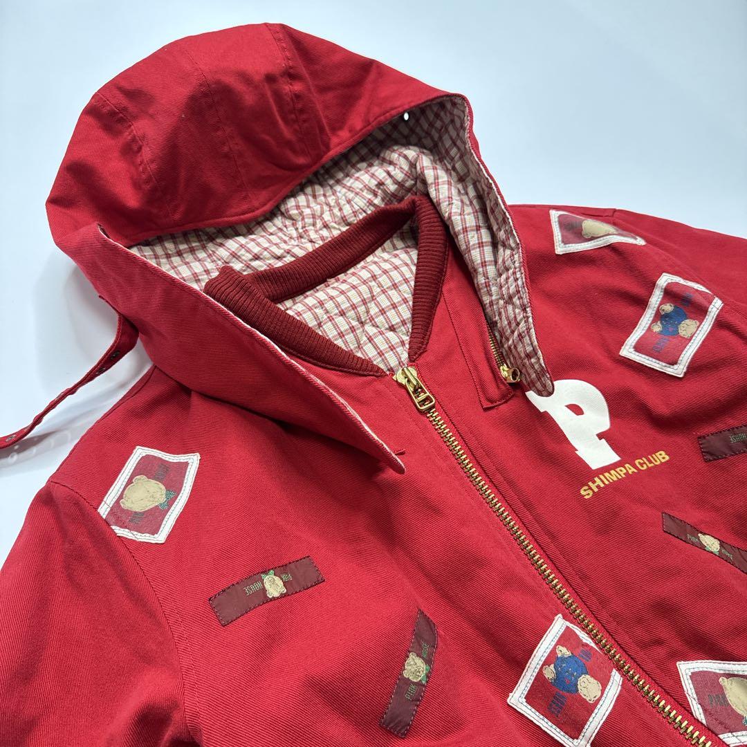 【美品】ピンクハウス　イニシャルロゴ　ワッペン　ブルゾン　クマ刺繍　レッド　赤