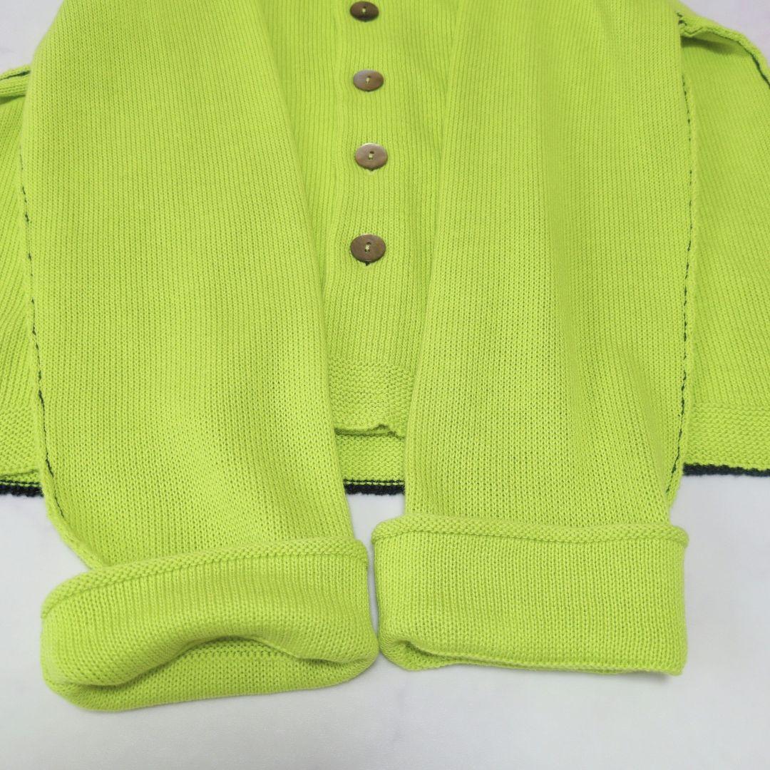 美品✨️パラスパレス 綿麻カーディガン ライムグリーン 配色 25ss