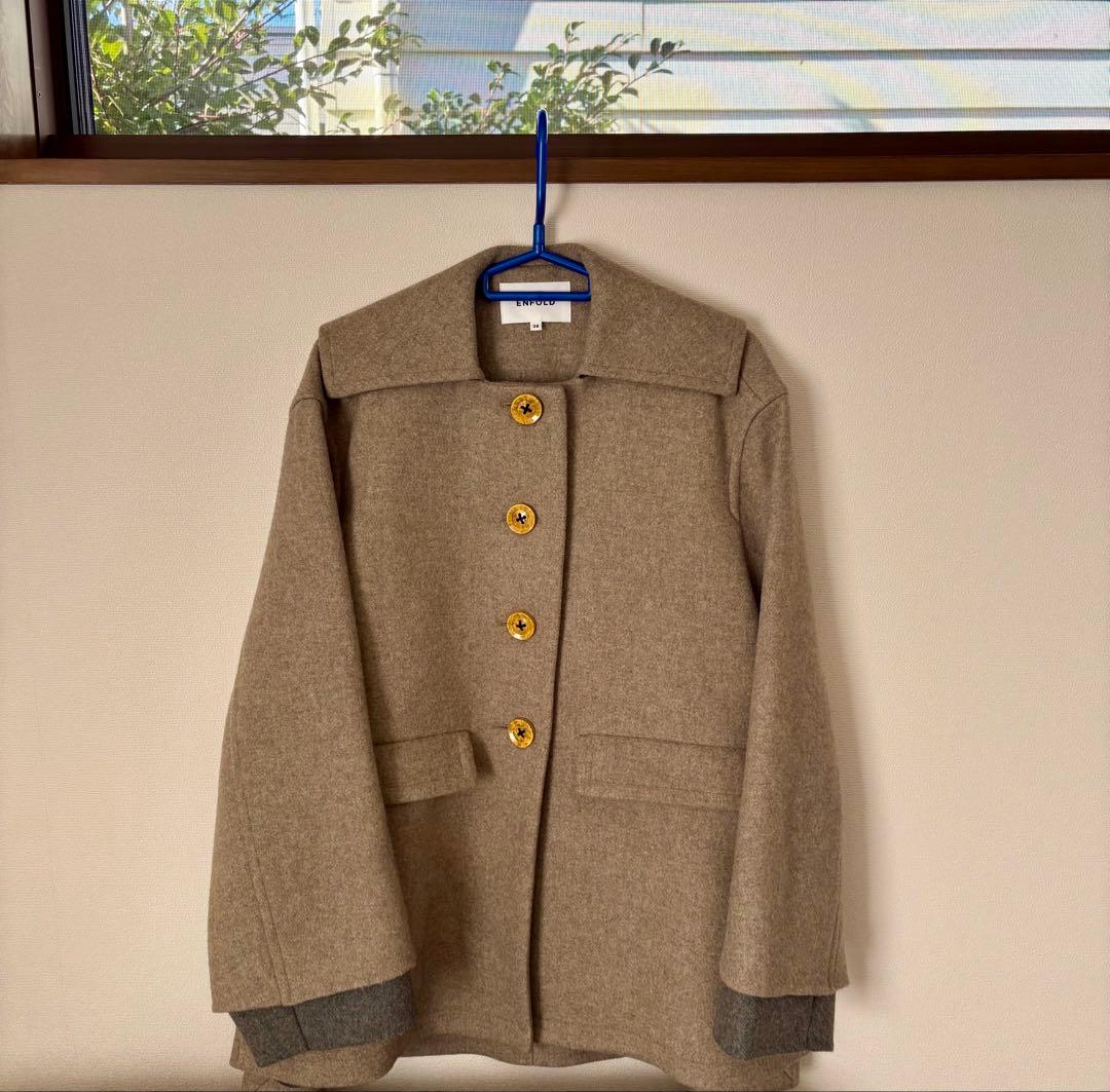 エンフォルド　メルトン スクエアカラー ボックス コート
