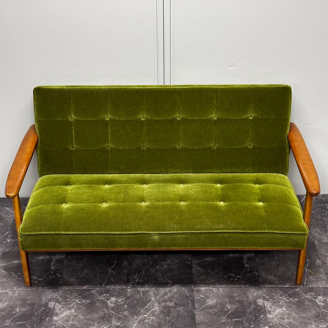 ＊ライフセーバーレッドカリモク60 Kチェア 2シーター モケットグリーン