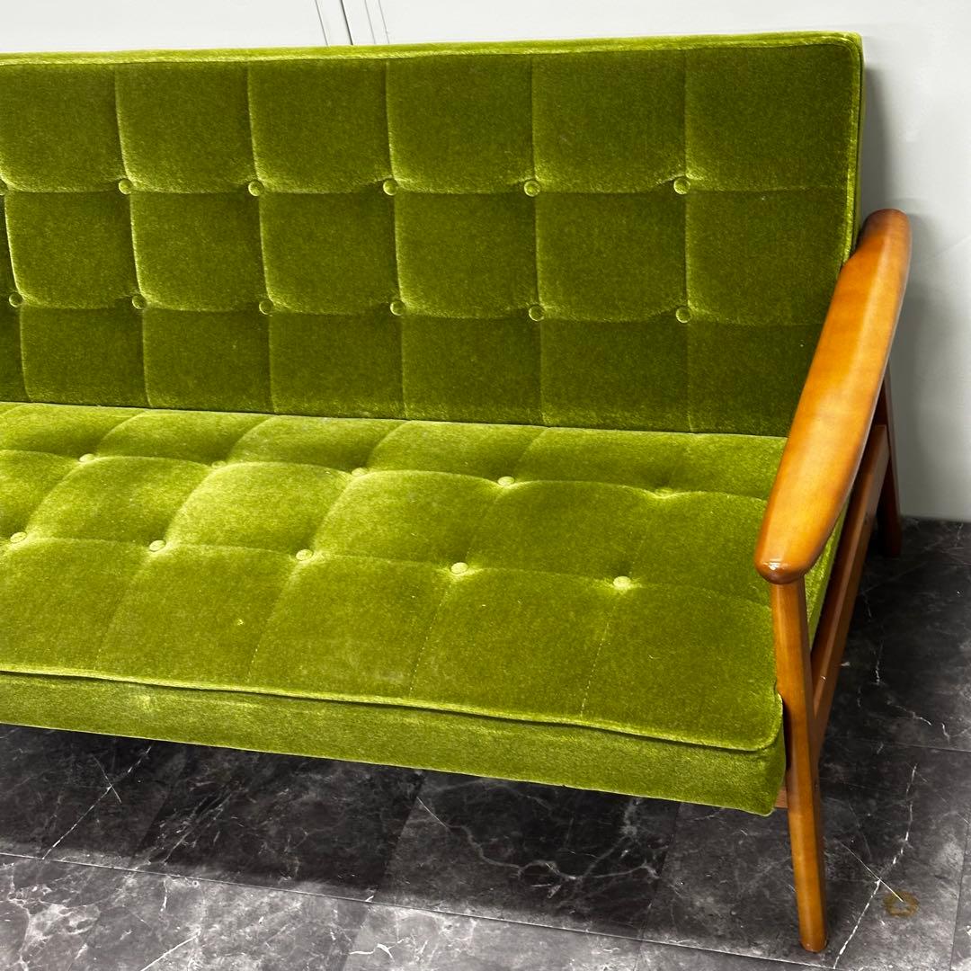 ＊ライフセーバーレッドカリモク60 Kチェア 2シーター モケットグリーン