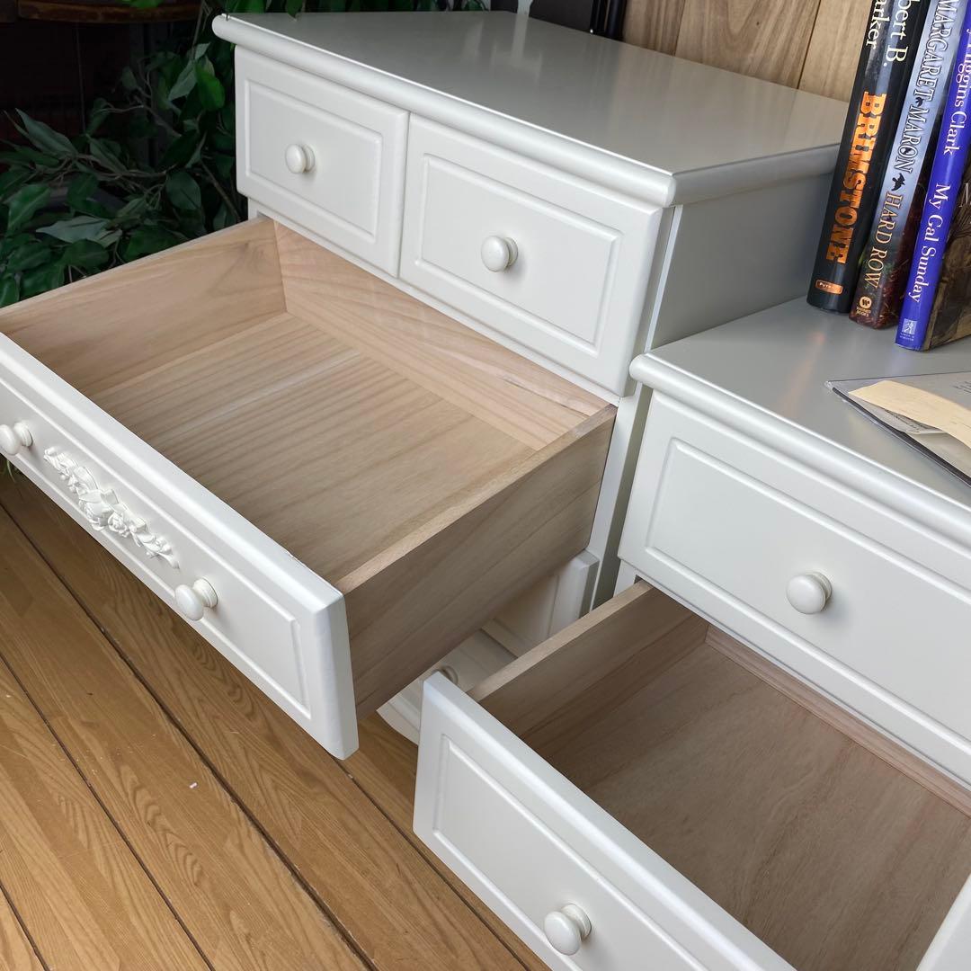 フレンチカントリー調北欧ホワイトチェスト二点セット洋タンス収納家具姫系姫かわ